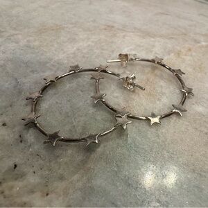 Sterling Silver Star Hoop Earrings